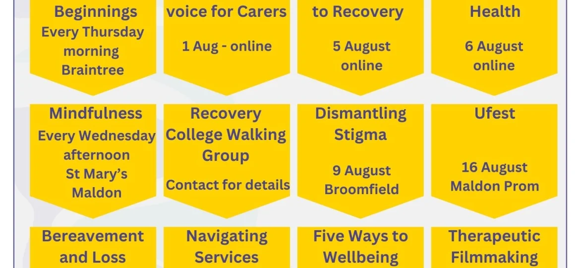 Mid Essex Recovery College Summer Courses